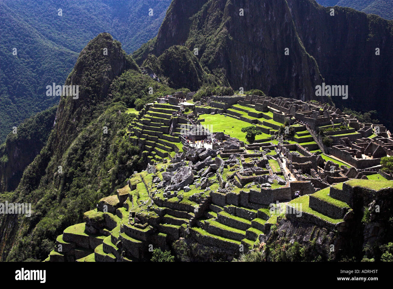 Machu Picchu, Peru, panoramic landscape view over ancient Inca ruins ...