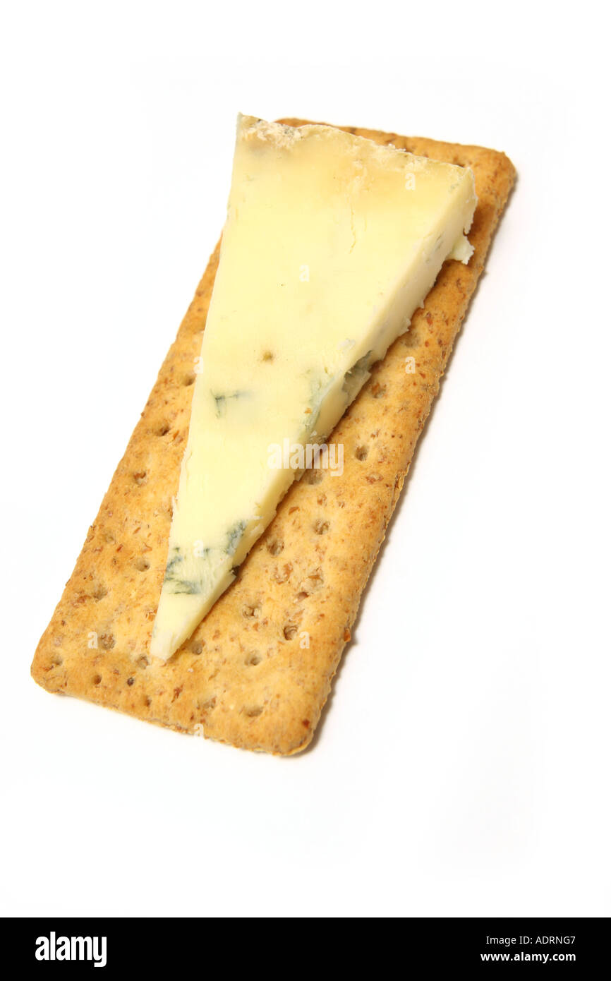 Stilton Shortbread Stilton on a cheese biscuit with a white studio background Stock Photo ...