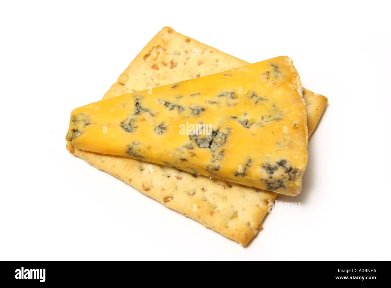 Red stilton cheese cracker isolated on a white studio background Stock