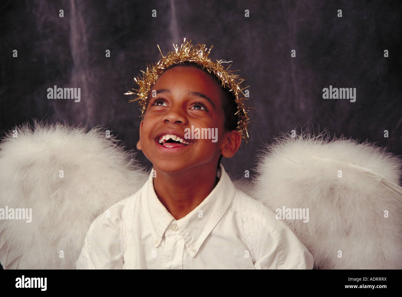 Happy boy angel. St. Paul, Minnesota Stock Photo