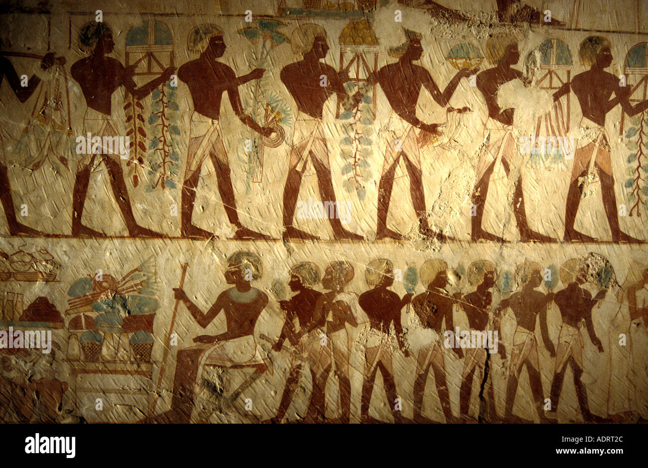 EGYPT mural in the tomb of Usherhet royal scribe to Amenophis II depicts a farming scene in ancient Egypt Stock Photo