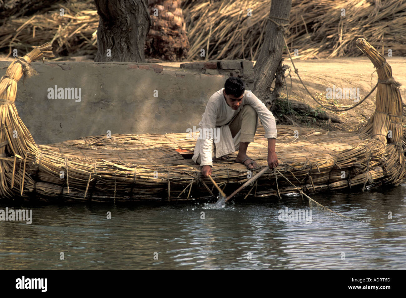Egypt a papyrus reed boat in the Pharoanic Village in Cairo Stock Photo