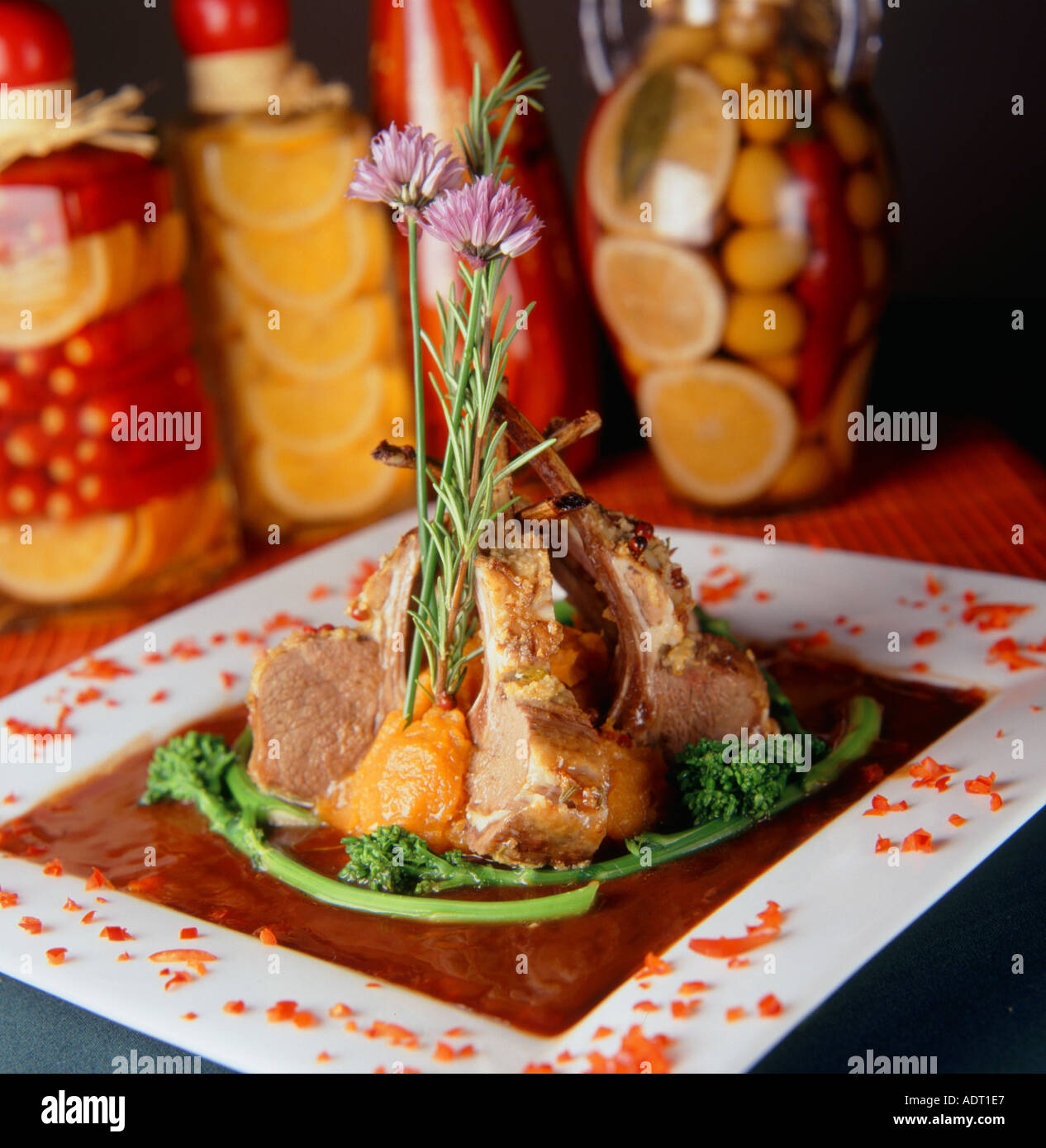 Rosemary and Dijon crusted rack of Lamb Stock Photo - Alamy