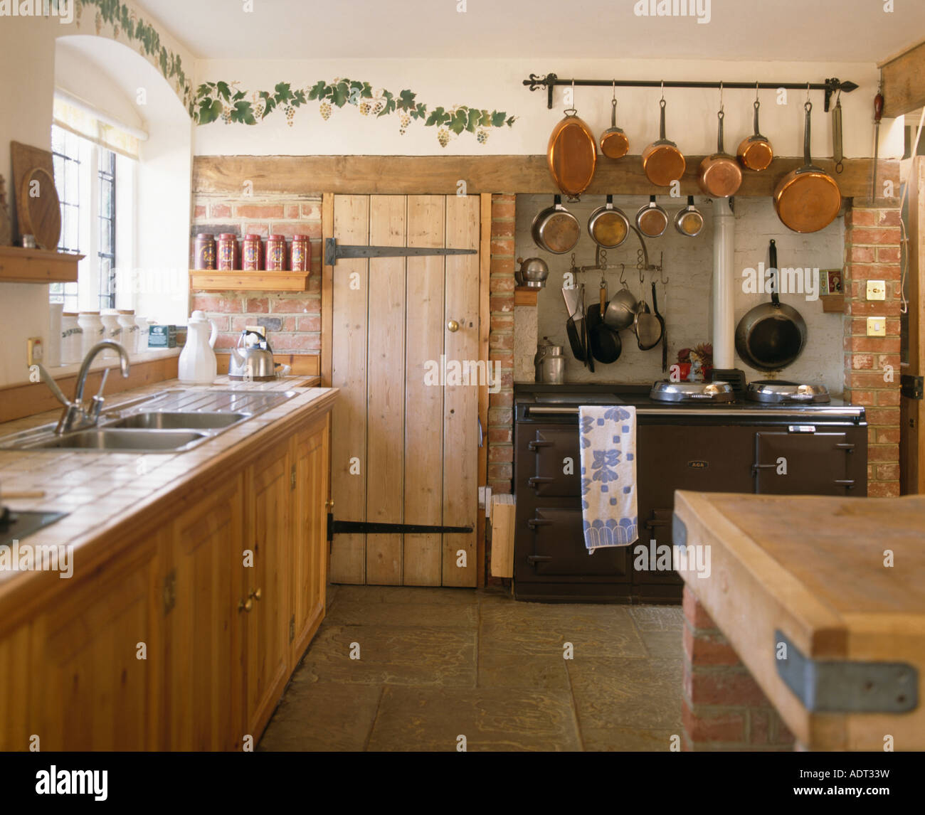 Content in a Cottage: Country Kitchen w/ Copper Pots