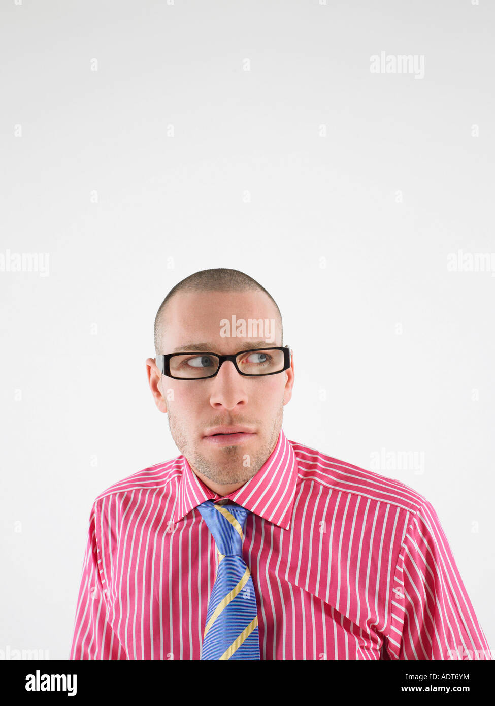 Man in glasses, head and shoulders Stock Photo Alamy