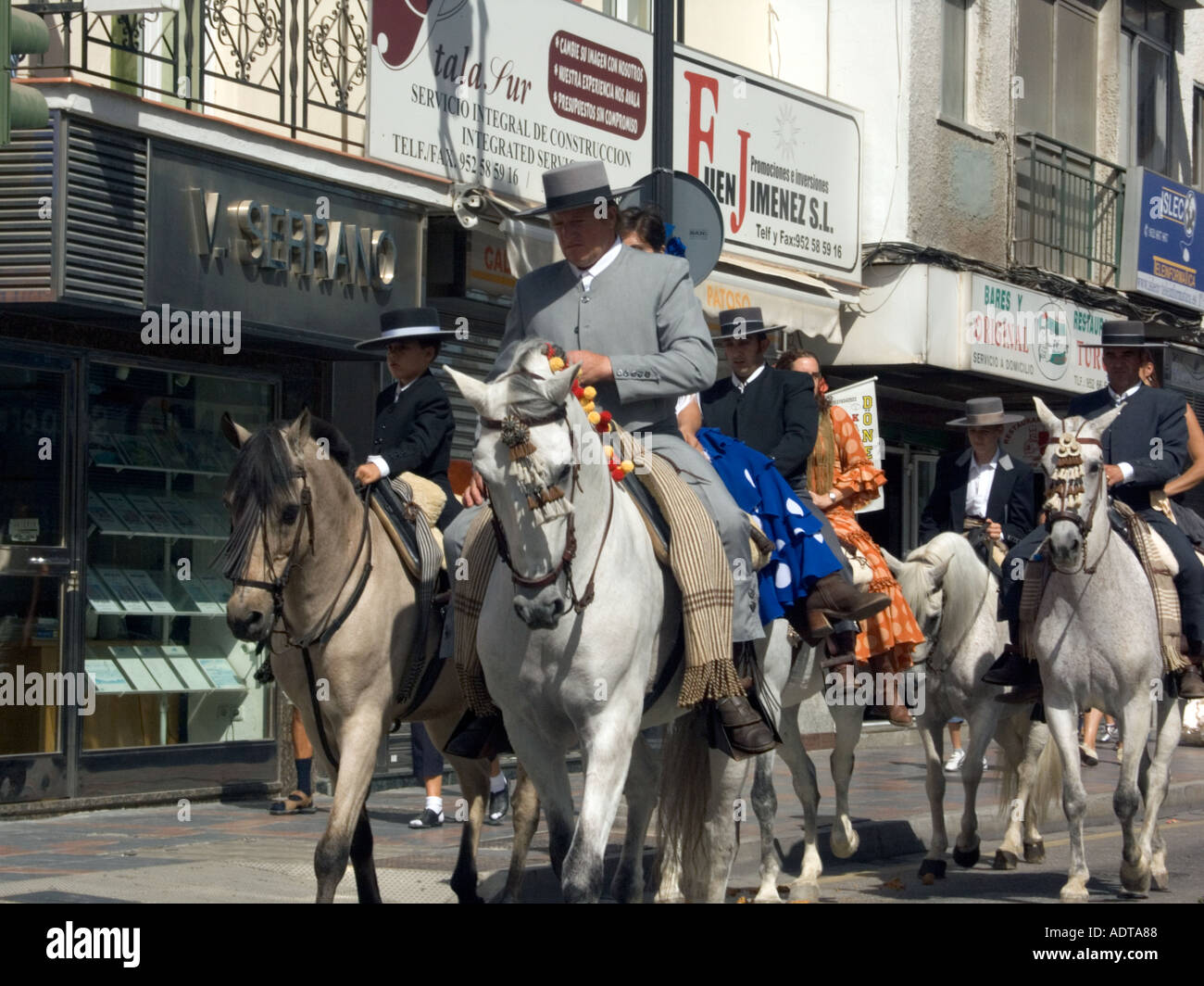 Spanish Riders in Traditional Costumes at the Fuengirola Feria