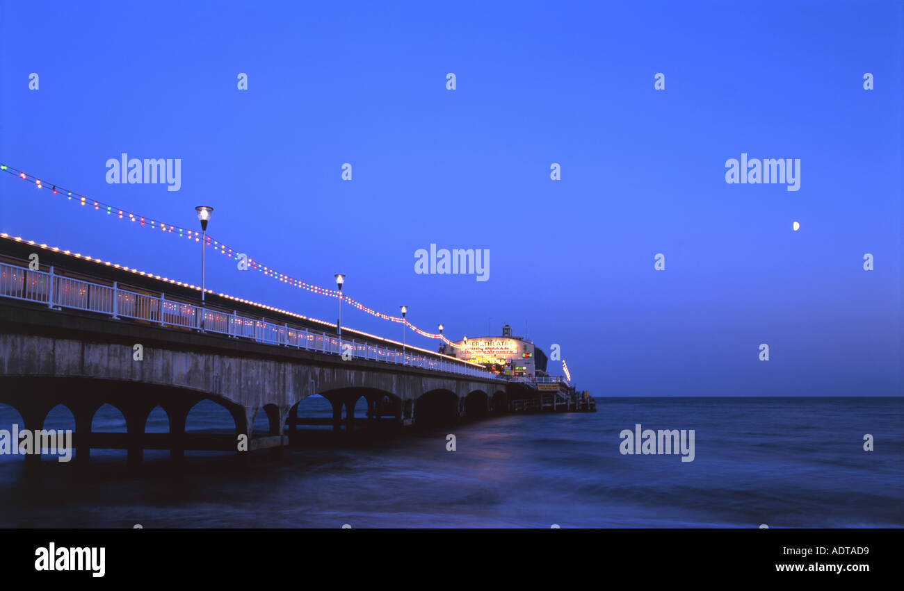 Bournemouth Pier and the Moon Dorset Stock Photo