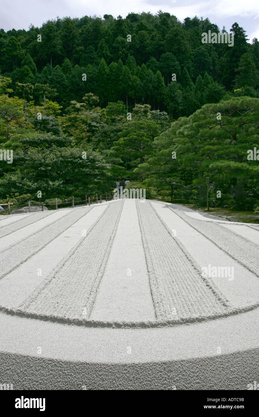 An expanse of Siver sand at the Silver Zen garden at the silver temple in Kyoto Japan Asia Stock Photo