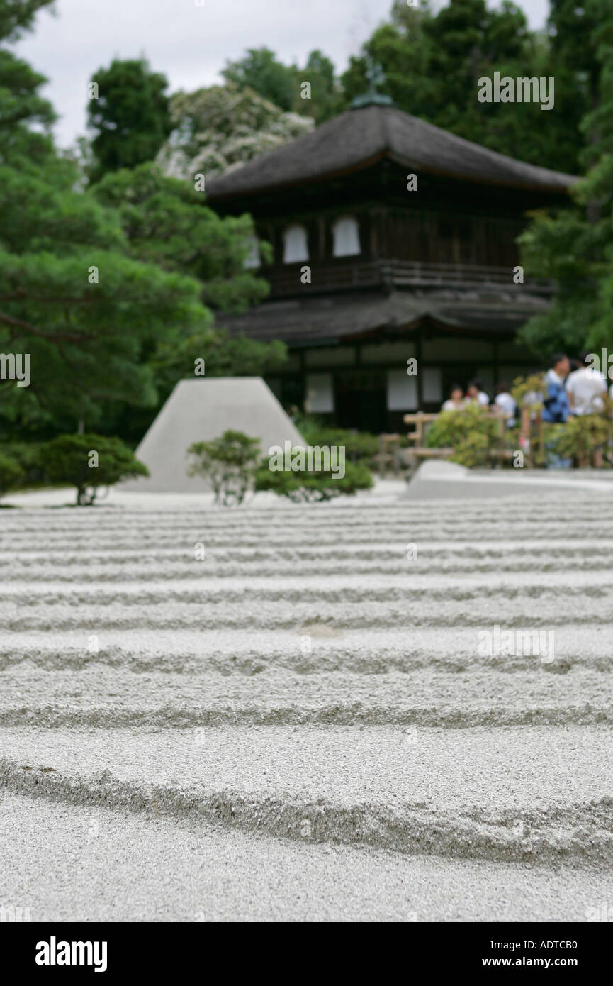 The main wooden temple building at the Silver Temple Zen garden in ancient Kyoto Kansai Japan Asia Stock Photo