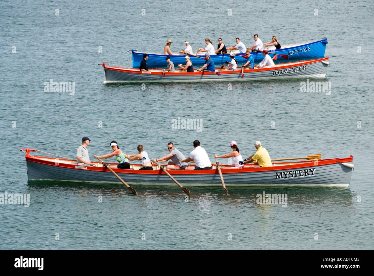 Off Charlestown coast mixed crew of rowers three teams in long pilot ...