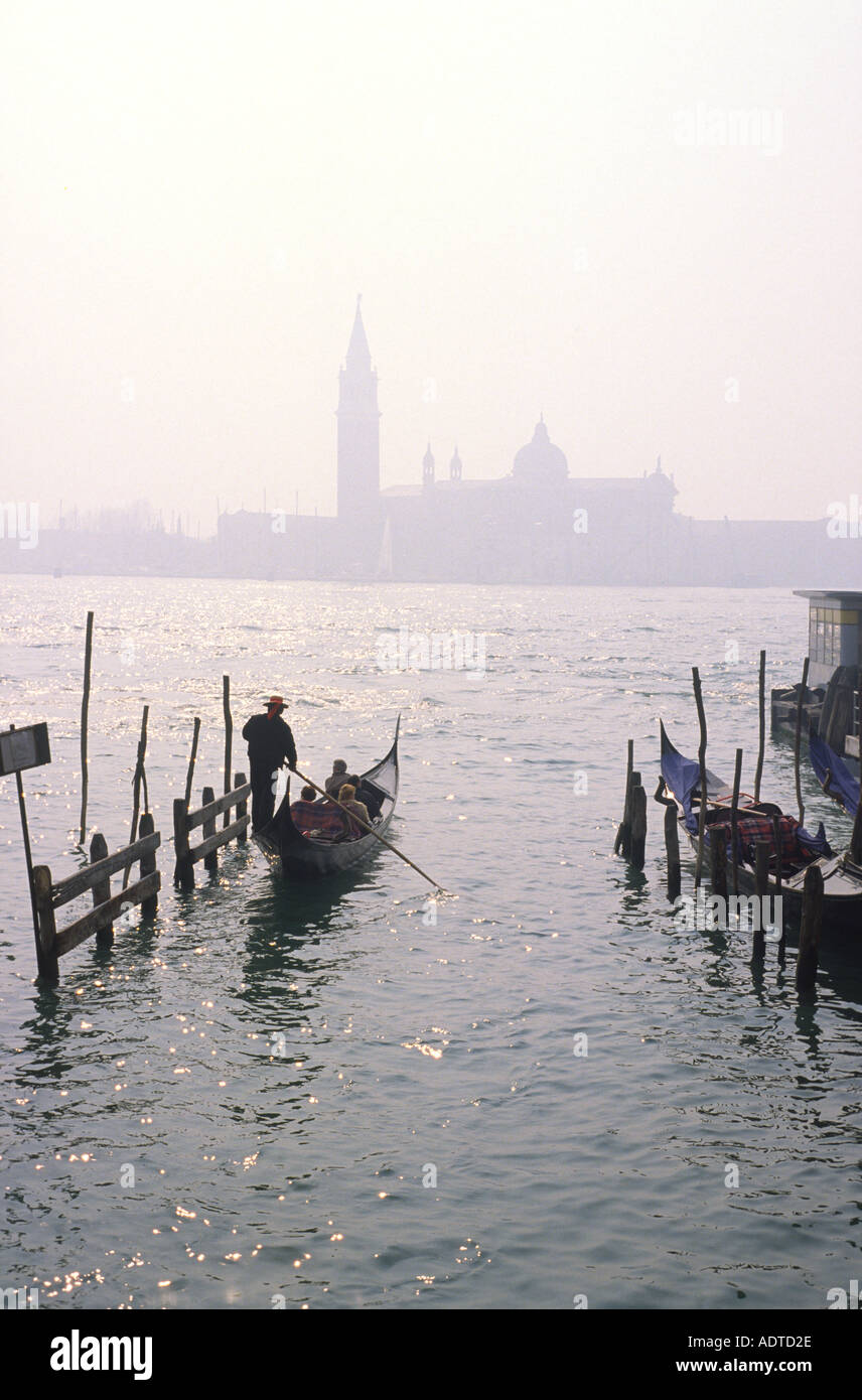 Venice lagoon and gondolas Stock Photo - Alamy