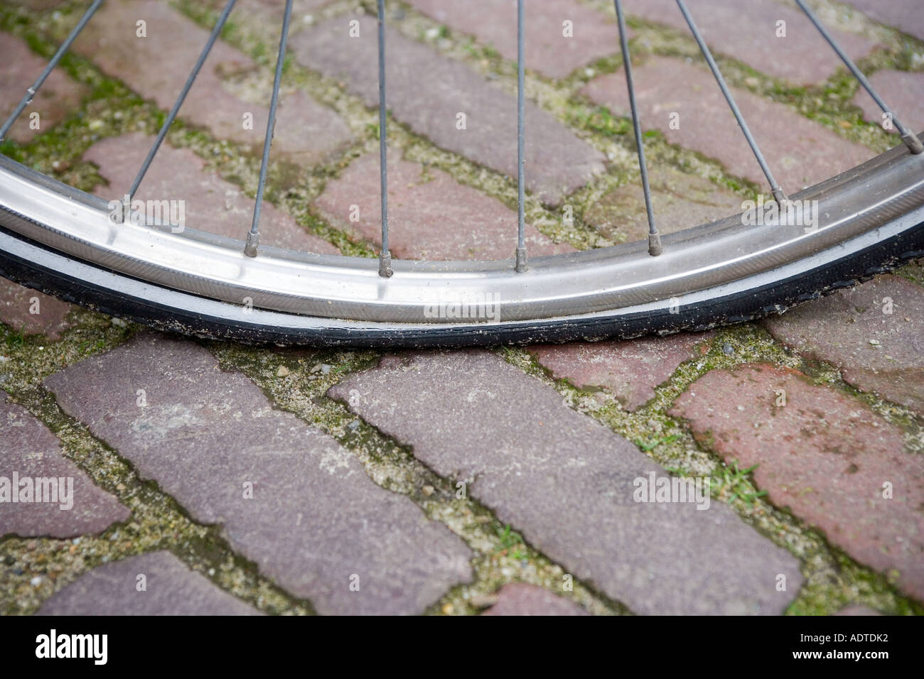 Flat Bicycle Tyre Stock Photo Alamy