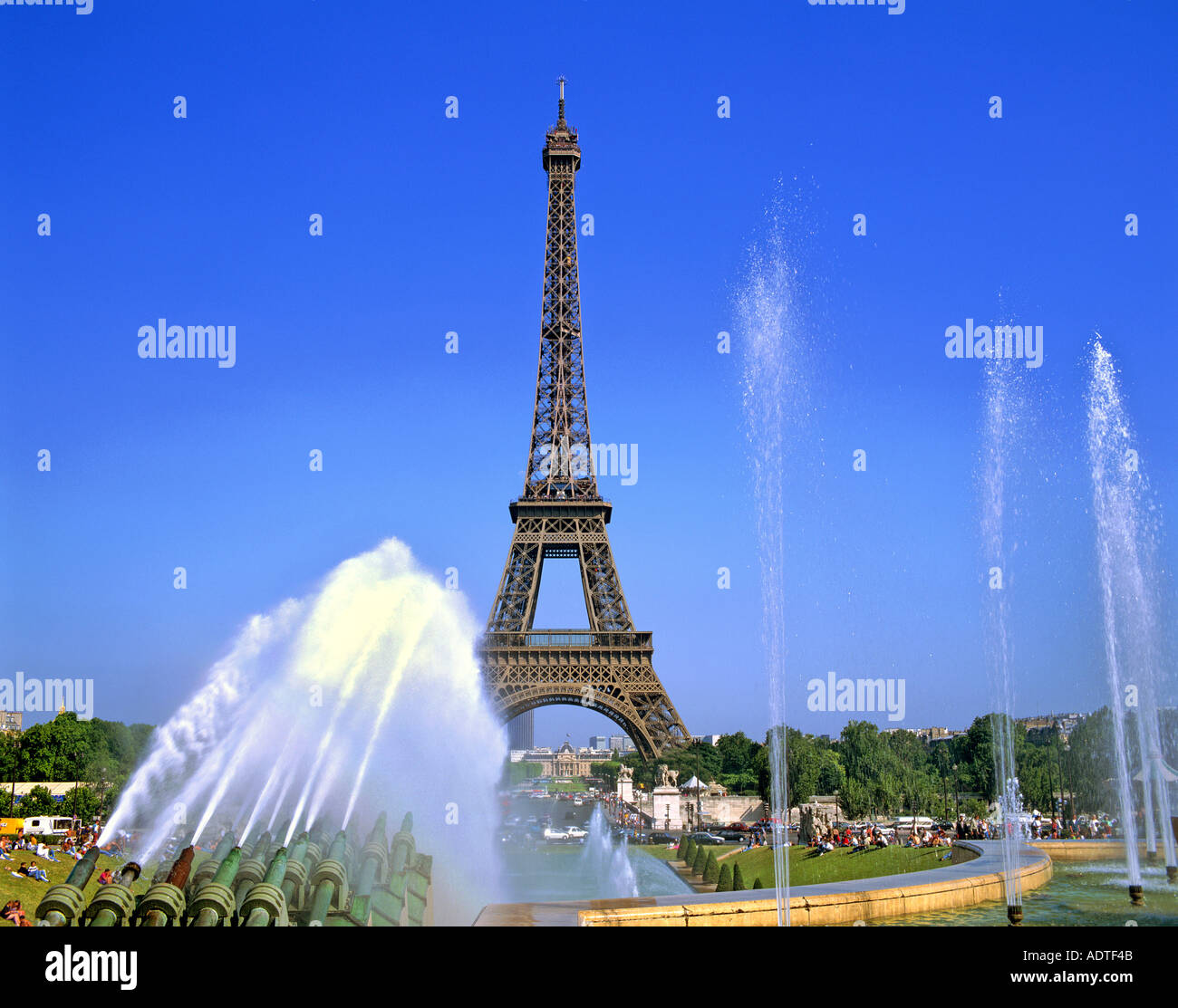 Eiffel tower with fountain Paris France Stock Photo Alamy