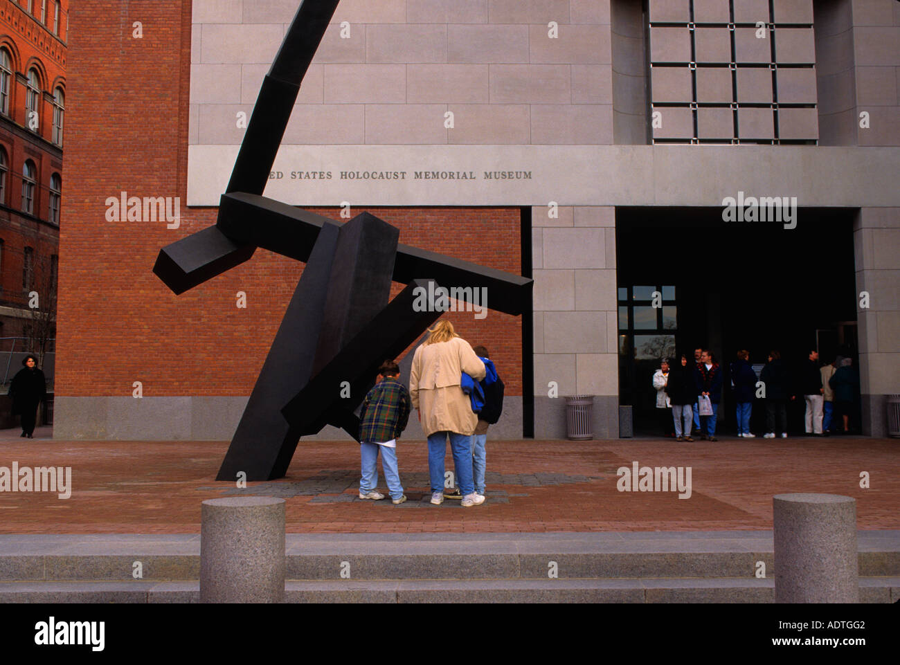 Washington DC The United States Holocaust Memorial Museum on the National Mall. Raoul Wallenberg Plaza entrance. Tourist attraction USA Stock Photo