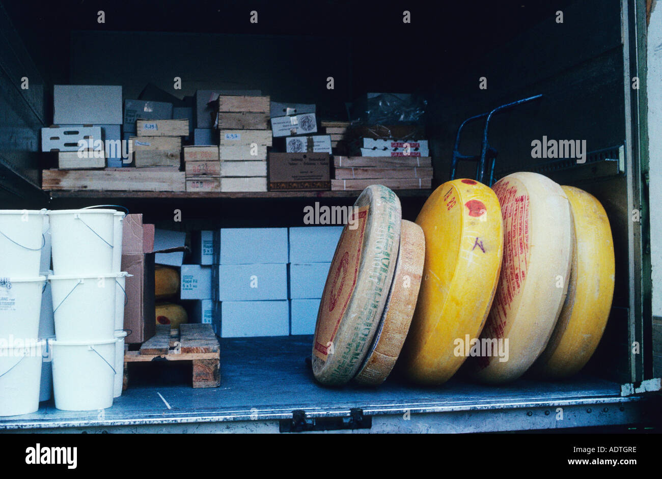 France Paris Parisian French Cheese in a Delivery Truck on Left Bank
