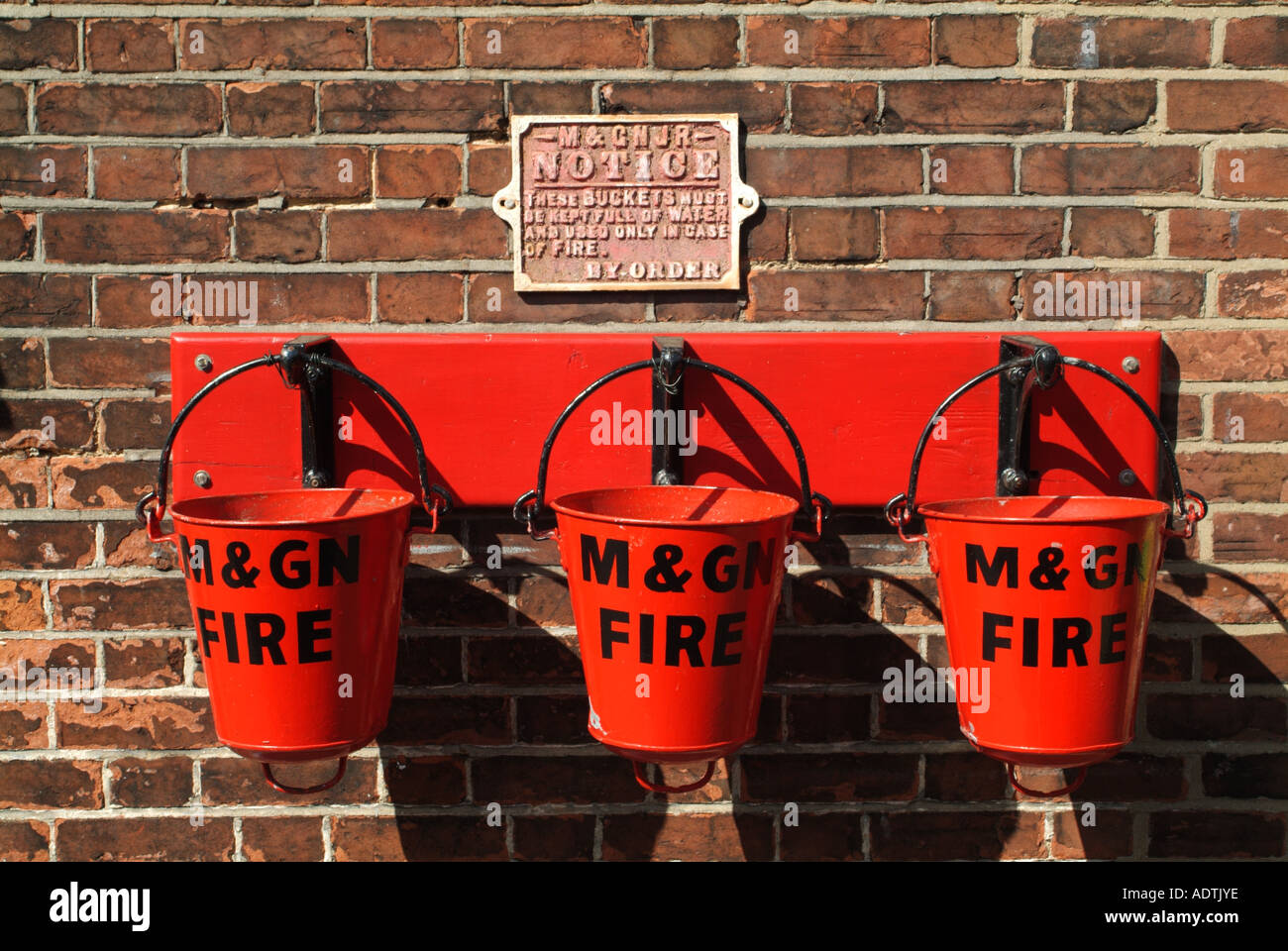 Fire buckets at Sheringham Station on the North Norfolk Railway