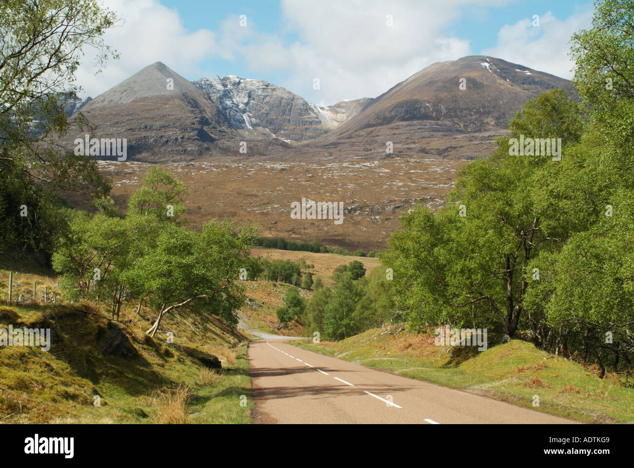 The An Teallach range from the A832 near Dundonnell, Wester Ross, Scotland, UK. Stock Photo