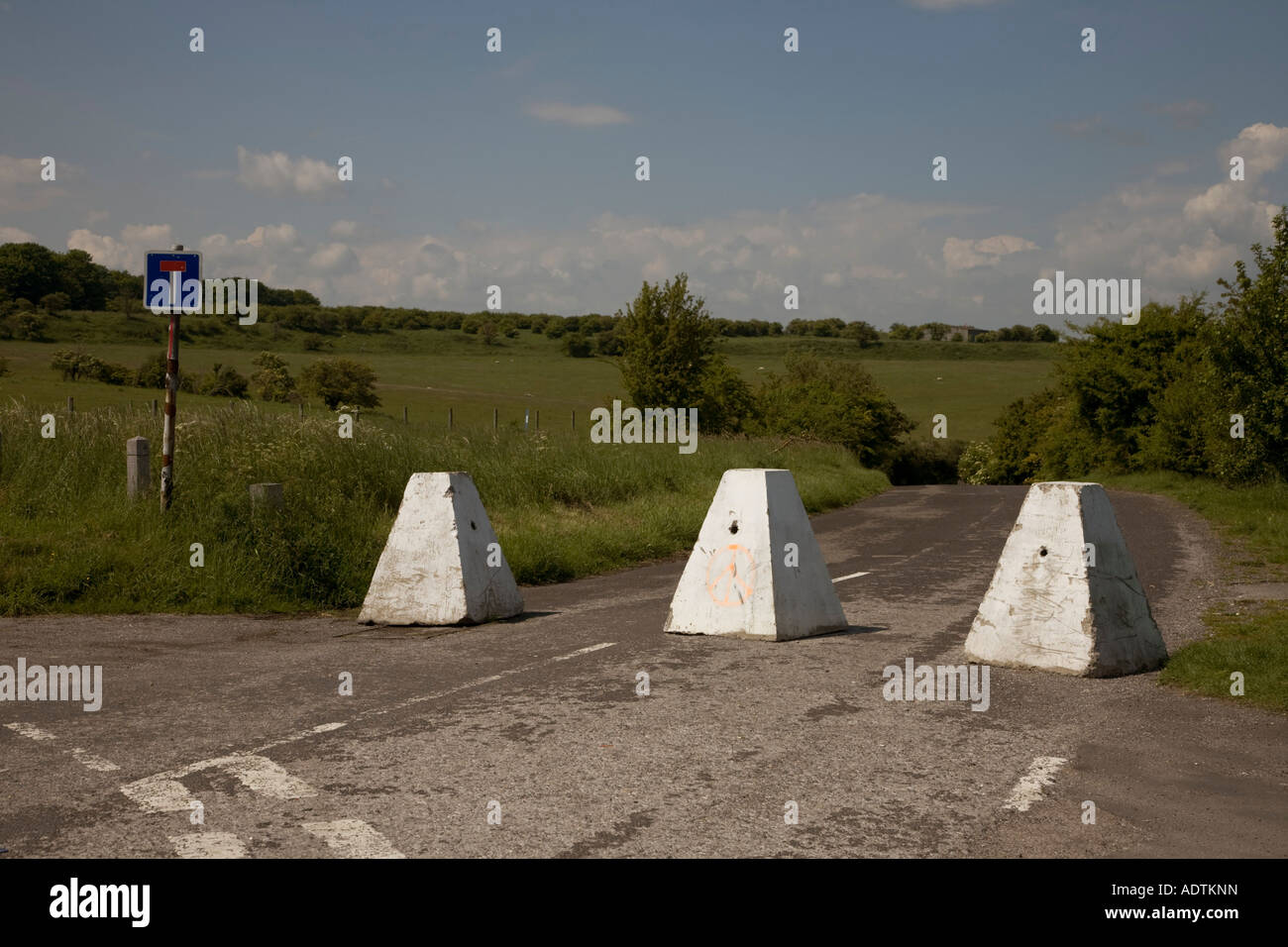 Dragons teeth used to prevent vehicular access to roads especially by