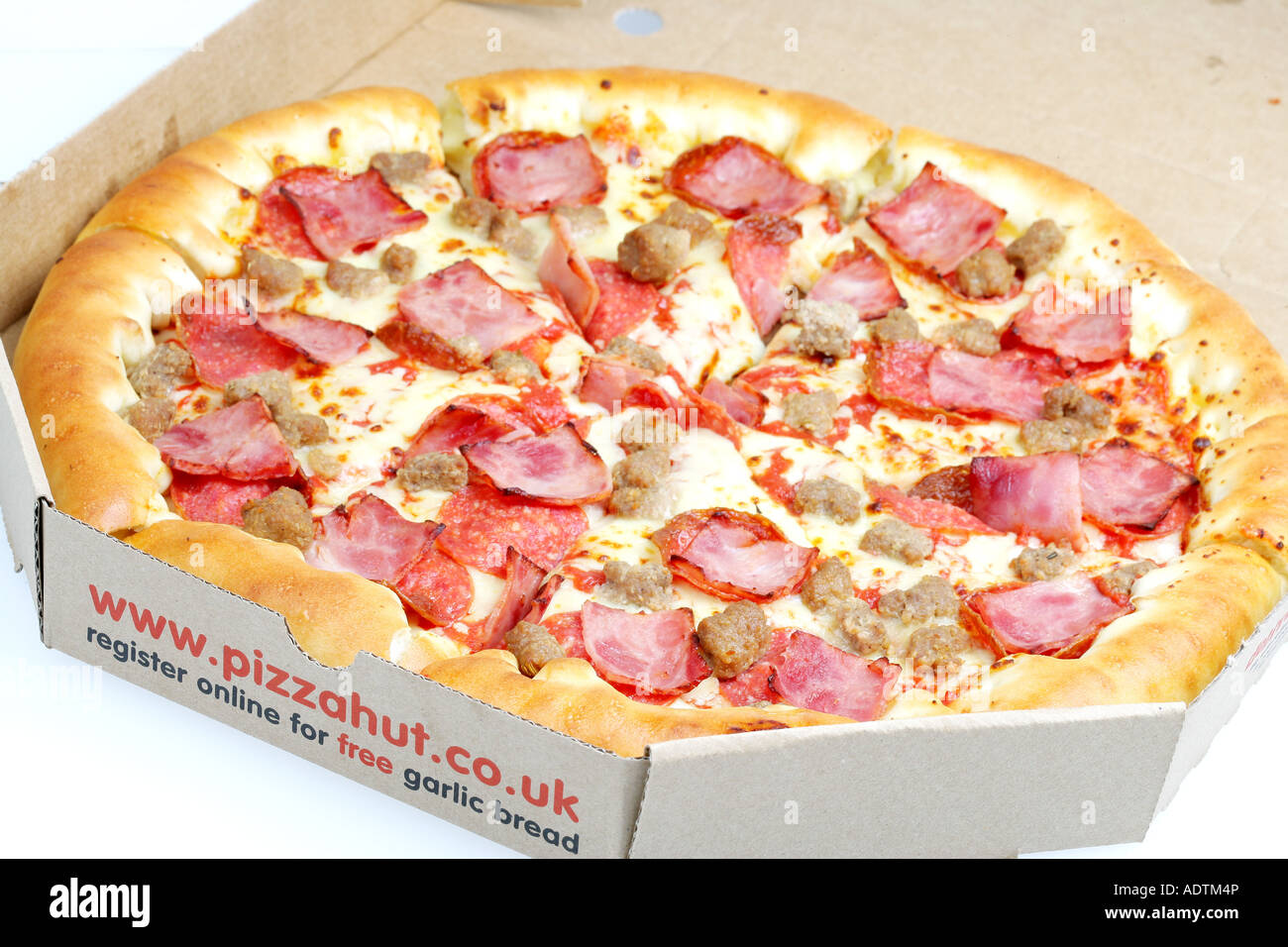 Meat feast pizza hut take away slices slice hires stock photography