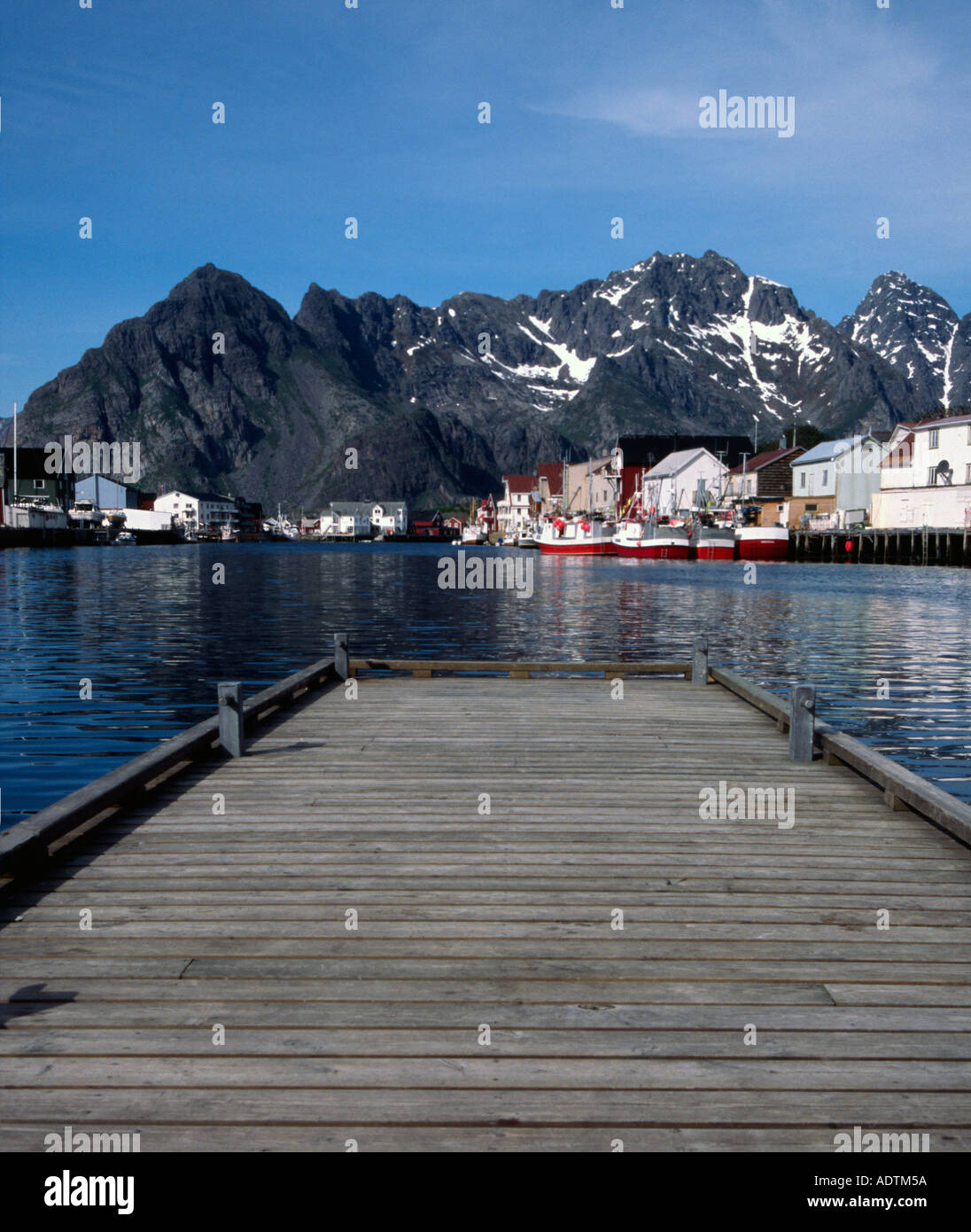 Lofoten Islands Norway mountains in the background Stock Photo