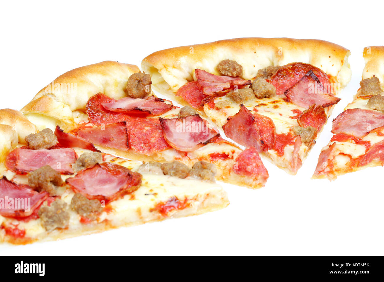 Meat feast pizza hut take away slices slice hires stock photography