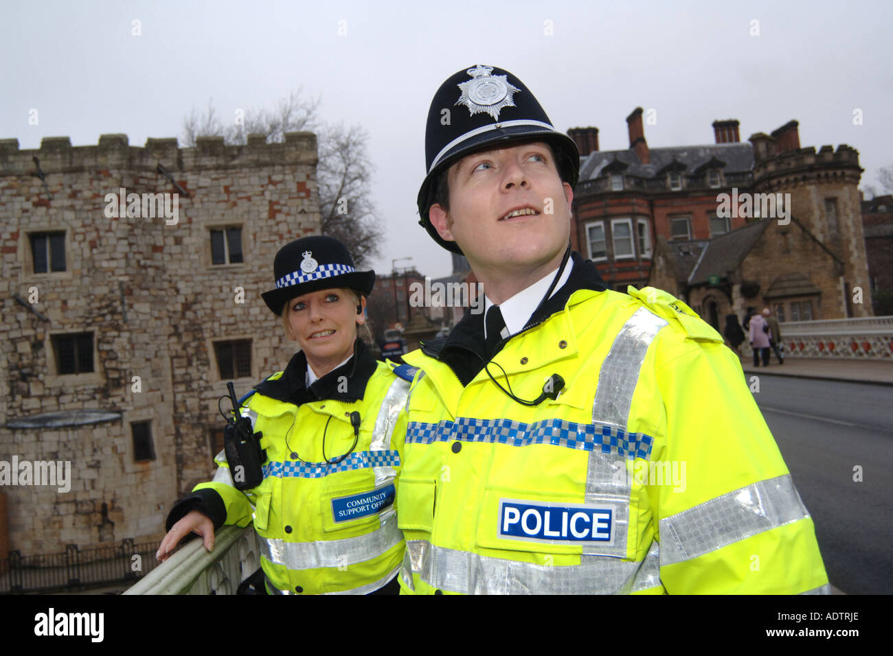 Policeman and Community Safety Officer patrol the streets of York