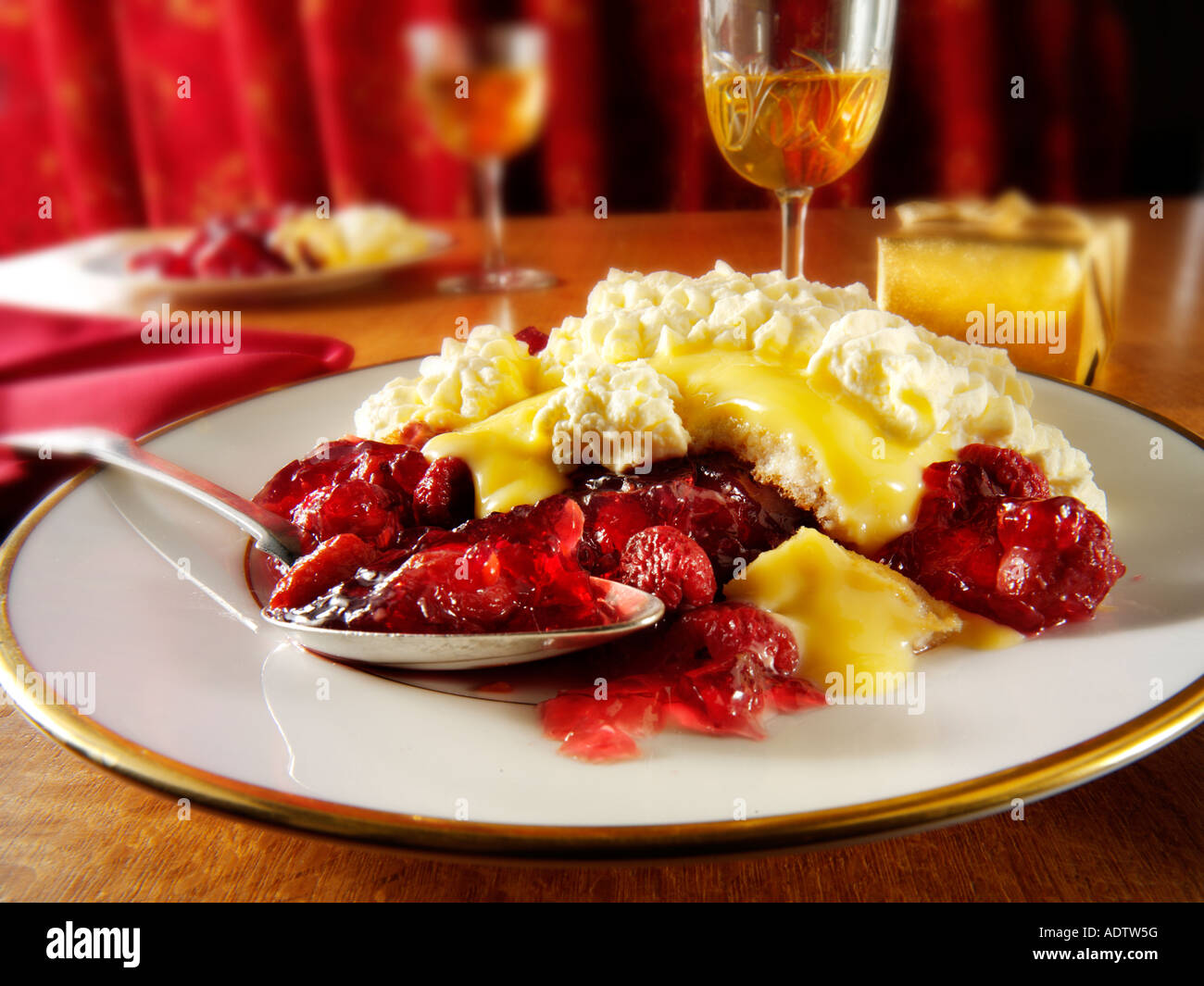Traditional Sherry trifle dessert Stock Photo