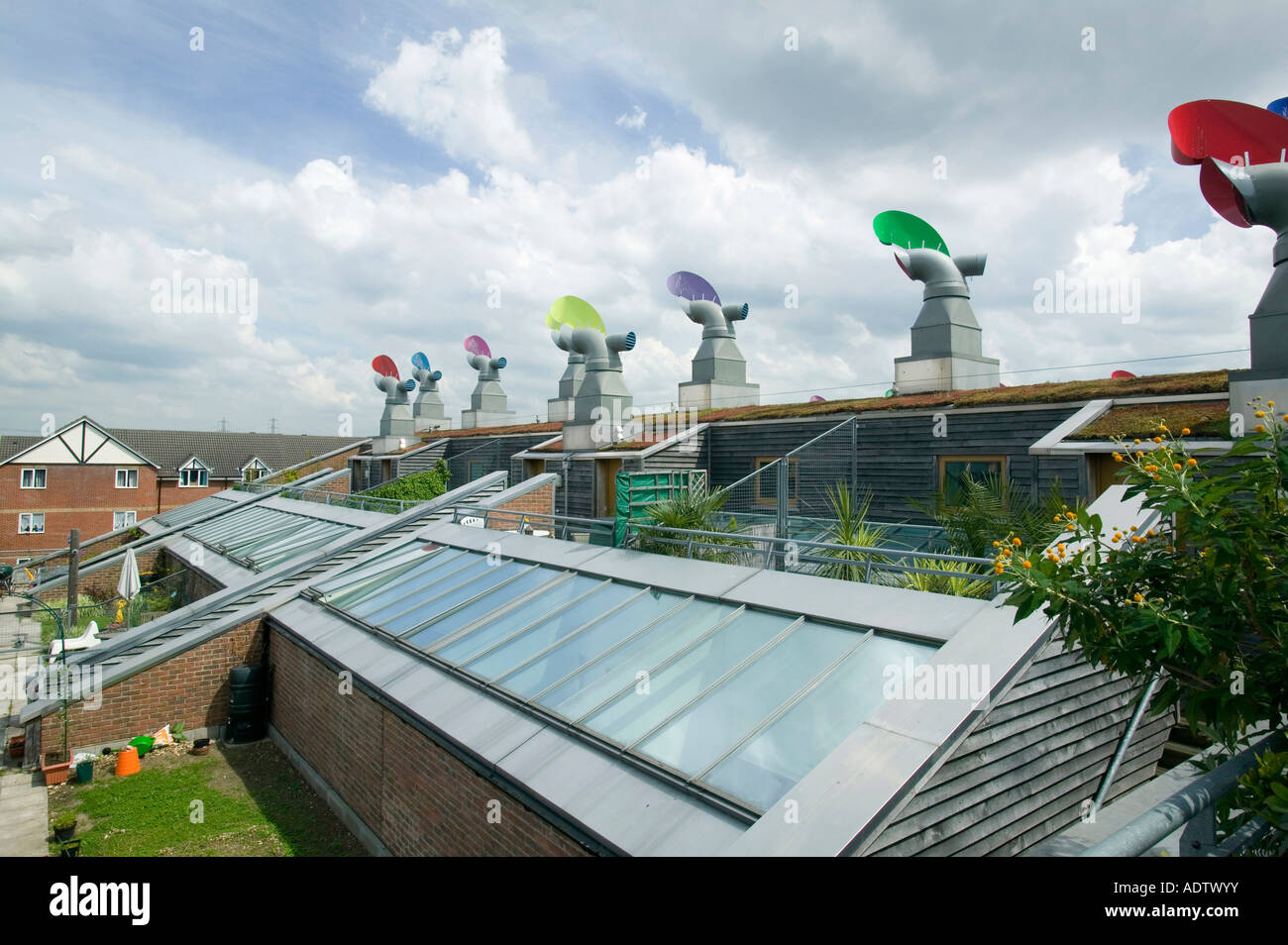 Bedzed the UK s largest eco village Beddington London Stock Photo Alamy