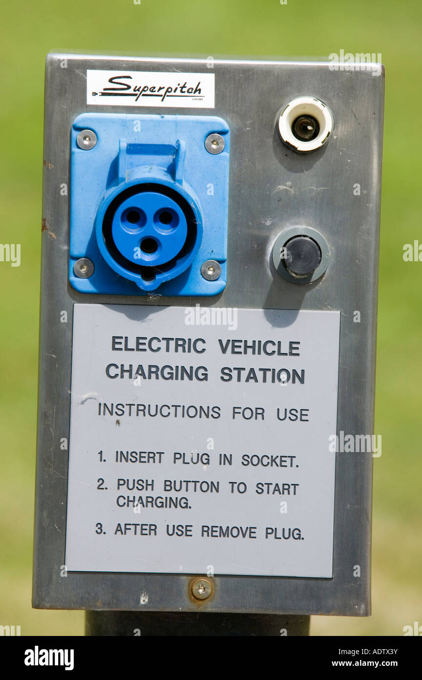 An electric car charging point at Bedzed the UK s largest eco village Beddington London UK Stock Photo