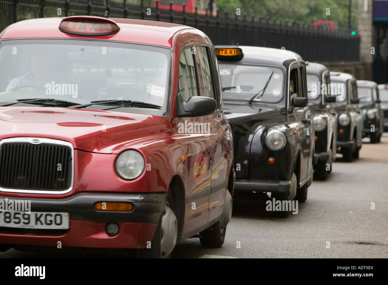 Taxis queueing to get out of Paddington Station, London, UK Stock Photo