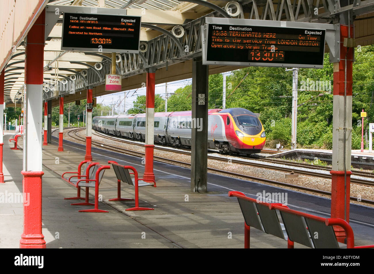 A train at Lancaster Station Lancashire UK Stock Photo Alamy