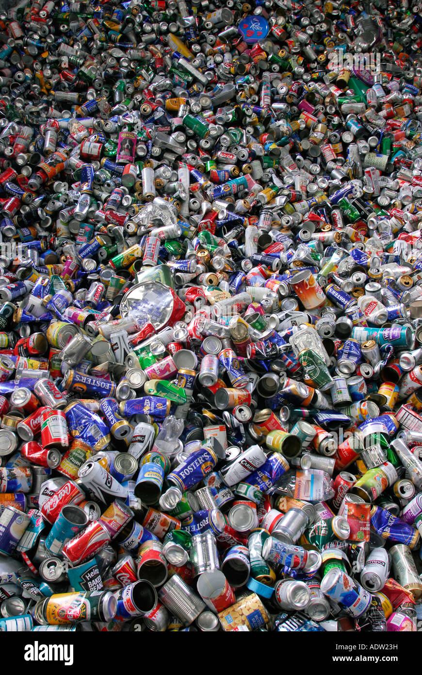 Used cans awaiting recycling at the Waste recycling Centre in Kingston