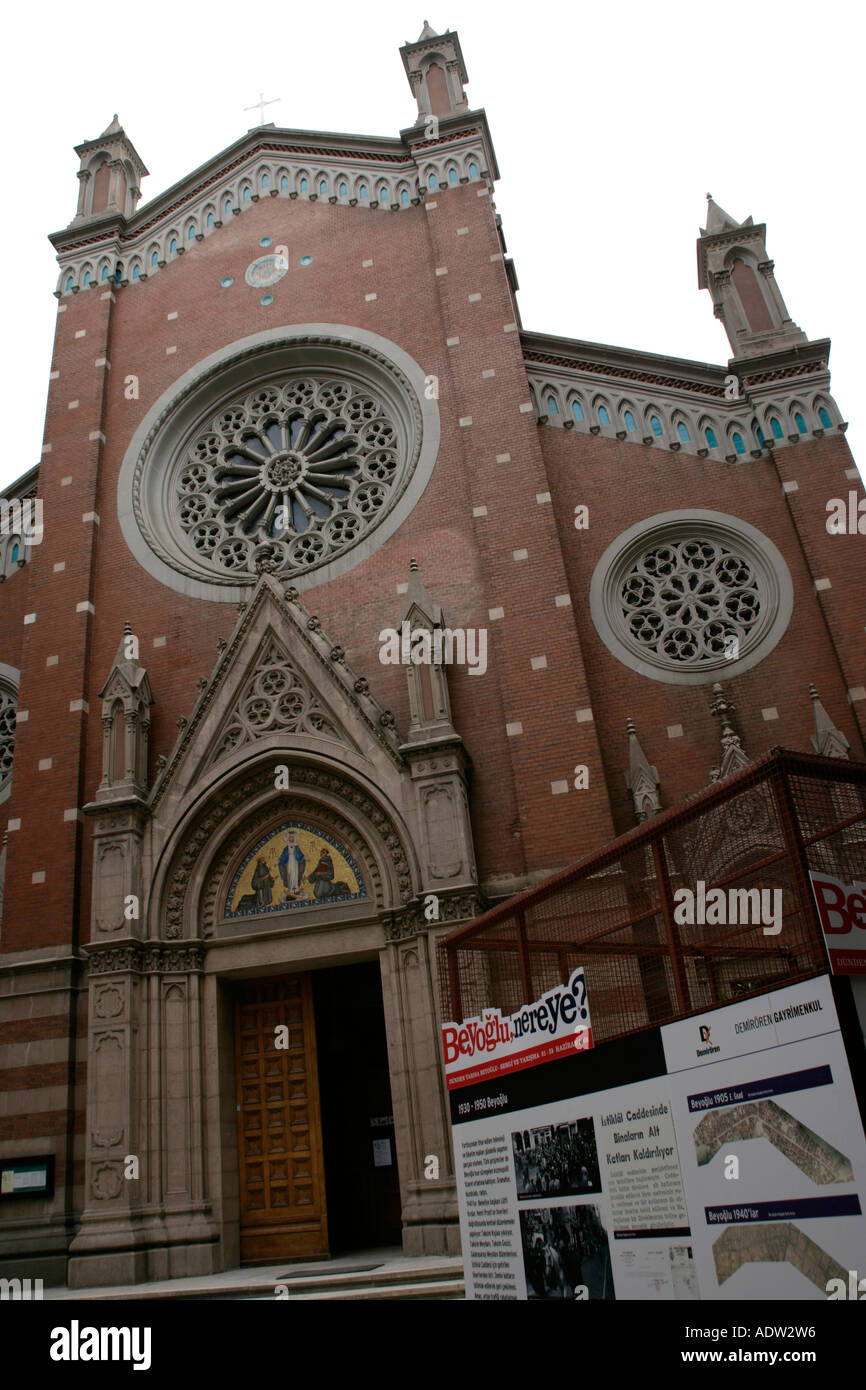 CHURCH OF SAINT ANTOINE ON ISTIKLAL STREET, BEYOGLU, ISTANBUL, TURKEY Stock Photo