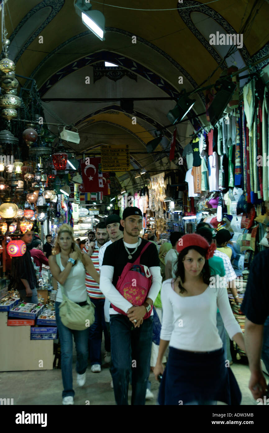 TRENDY YOUNG TURKISH PEOPLE AT THE GRAND BAZAAR, ISTANBUL, TURKEY Stock Photo