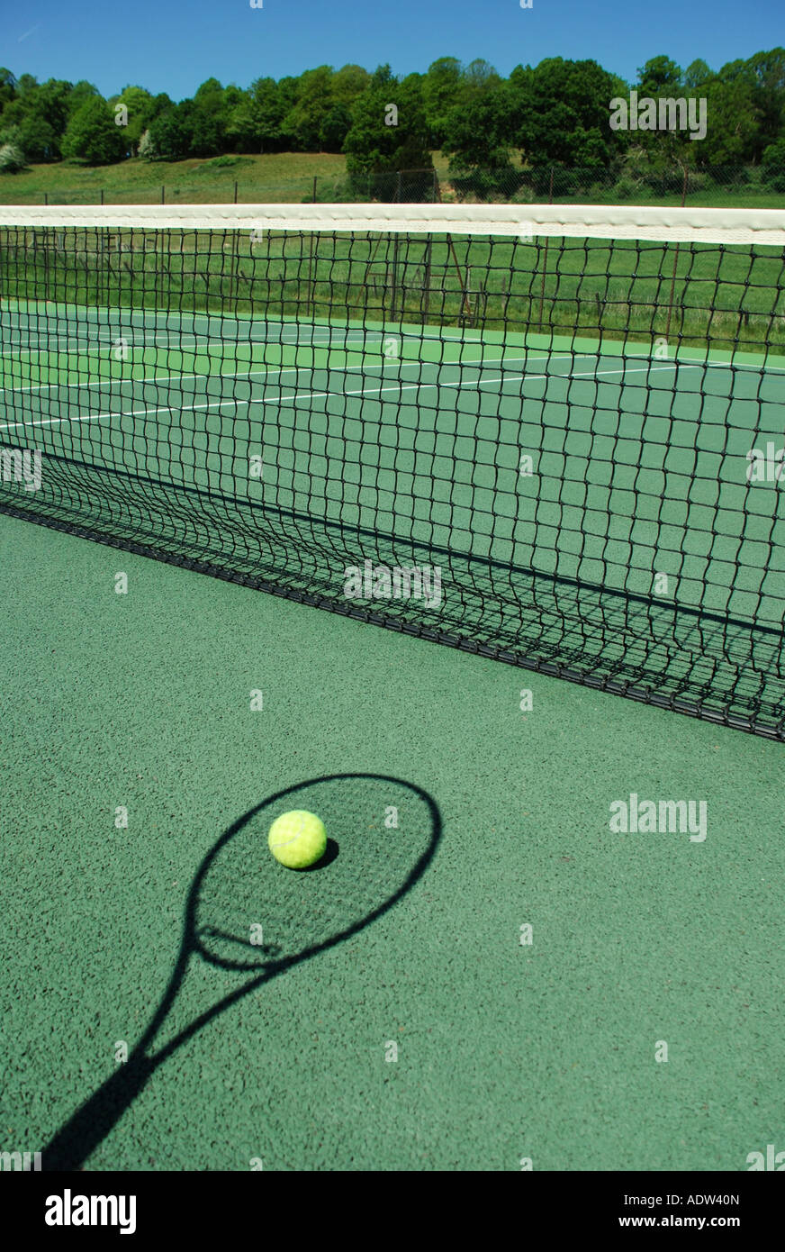 Tennis ball and racquet reflection - wimbledon season Stock Photo