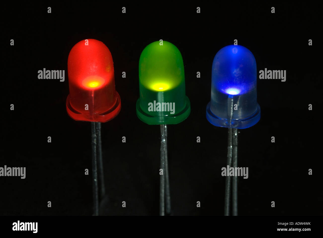 red, green and blue LED 's Stock Photo