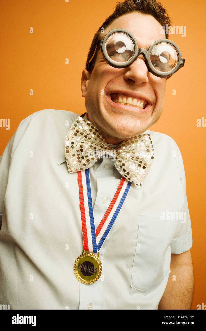 Man wearing a medal Stock Photo