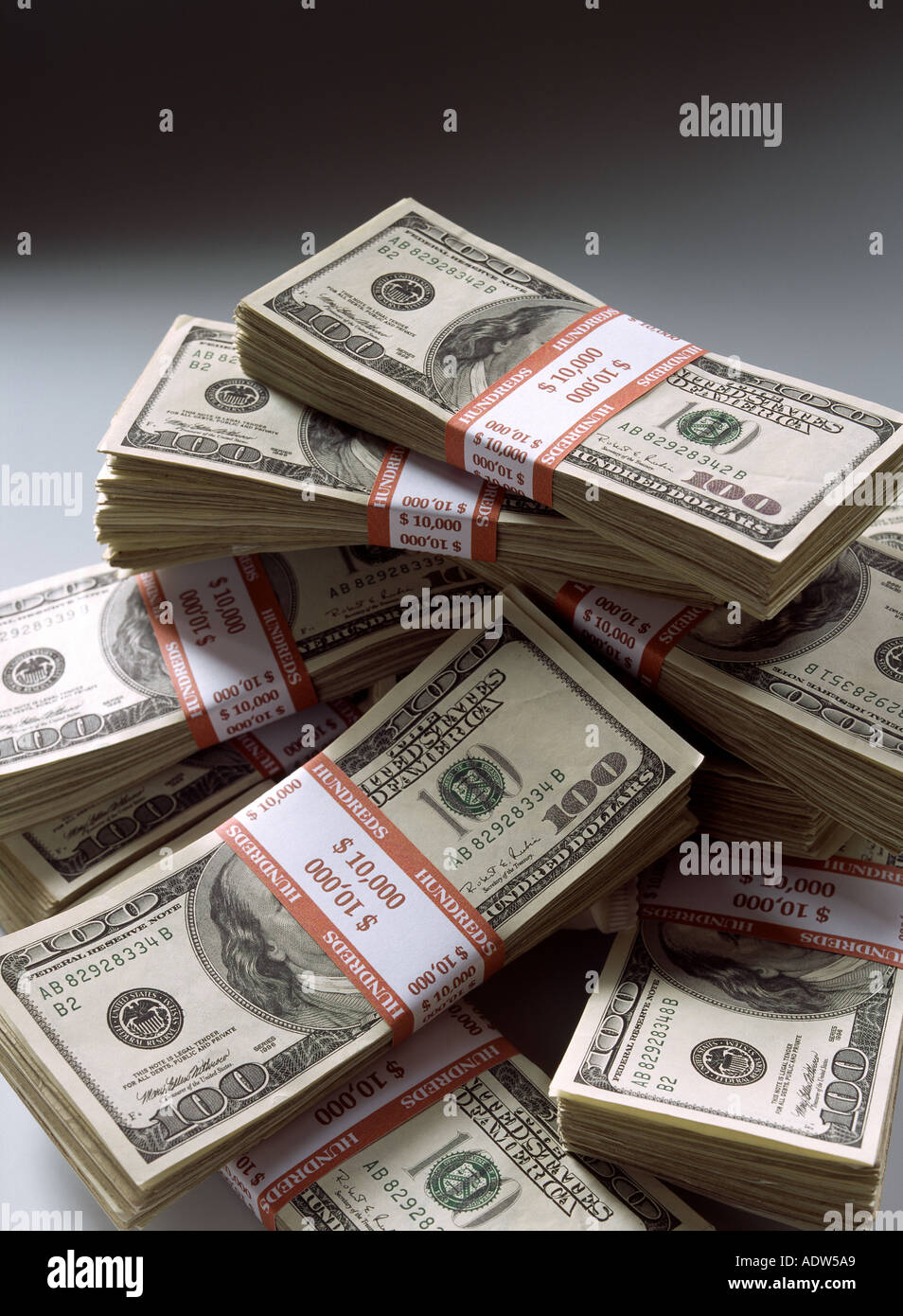 WADS OF 100 US DOLLARS BANKNOTES Stock Photo