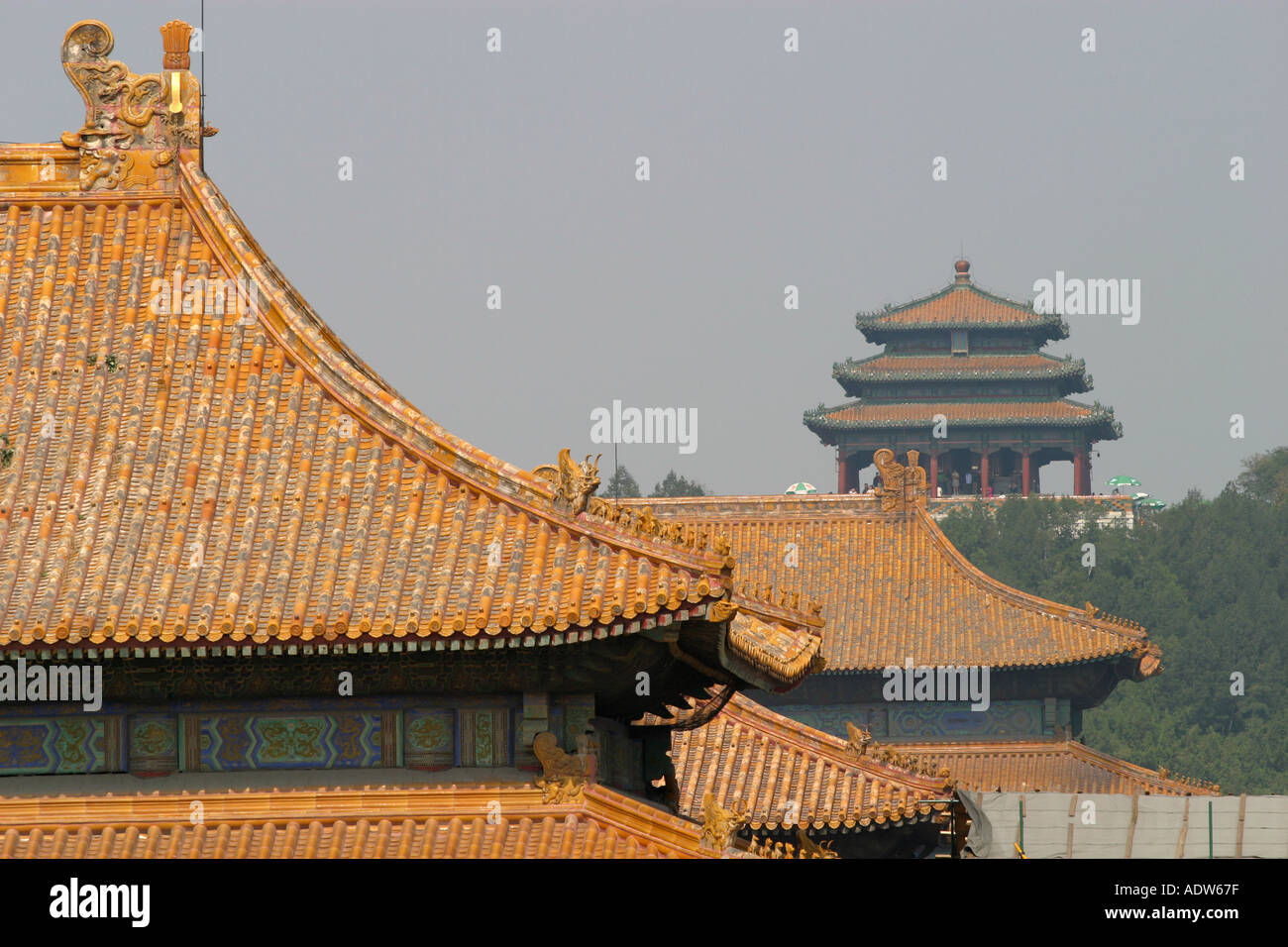 Red tiled rooftops of the Forbidden city Beijing China Asia Stock Photo ...