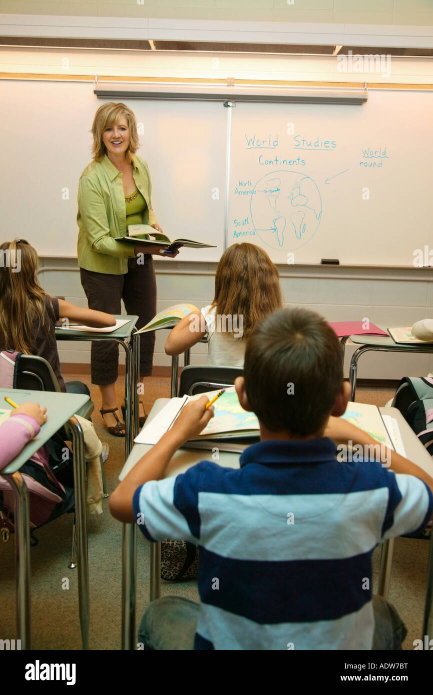 Teaching in a classroom Stock Photo