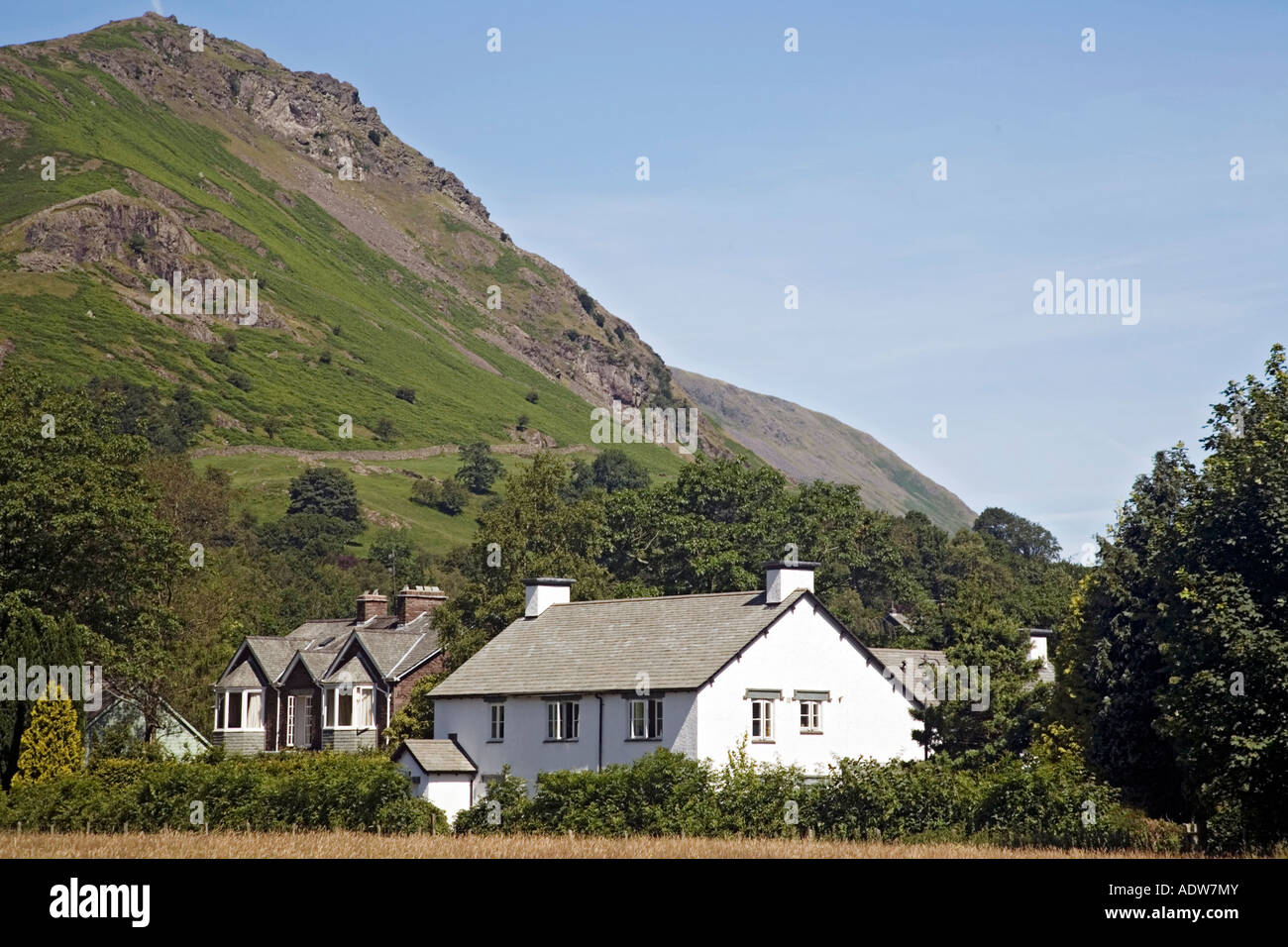 Cottages under Helm Crag popular walking route to Easedale Grasmere