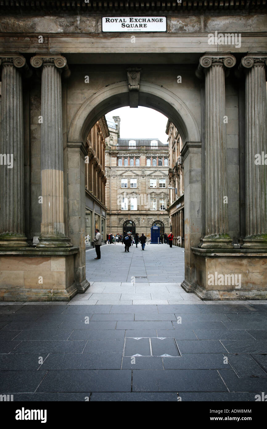 A archway in Royal Exchange Square in Glasgow, Scotland Stock Photo
