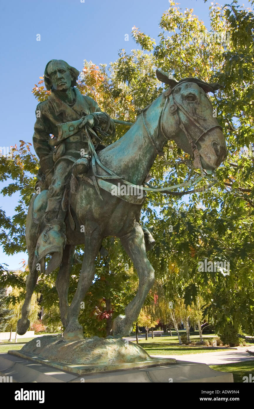 Nevada Carson City bronze sculpture of Kit Carson by artist Buckeye Blake Stock Photo