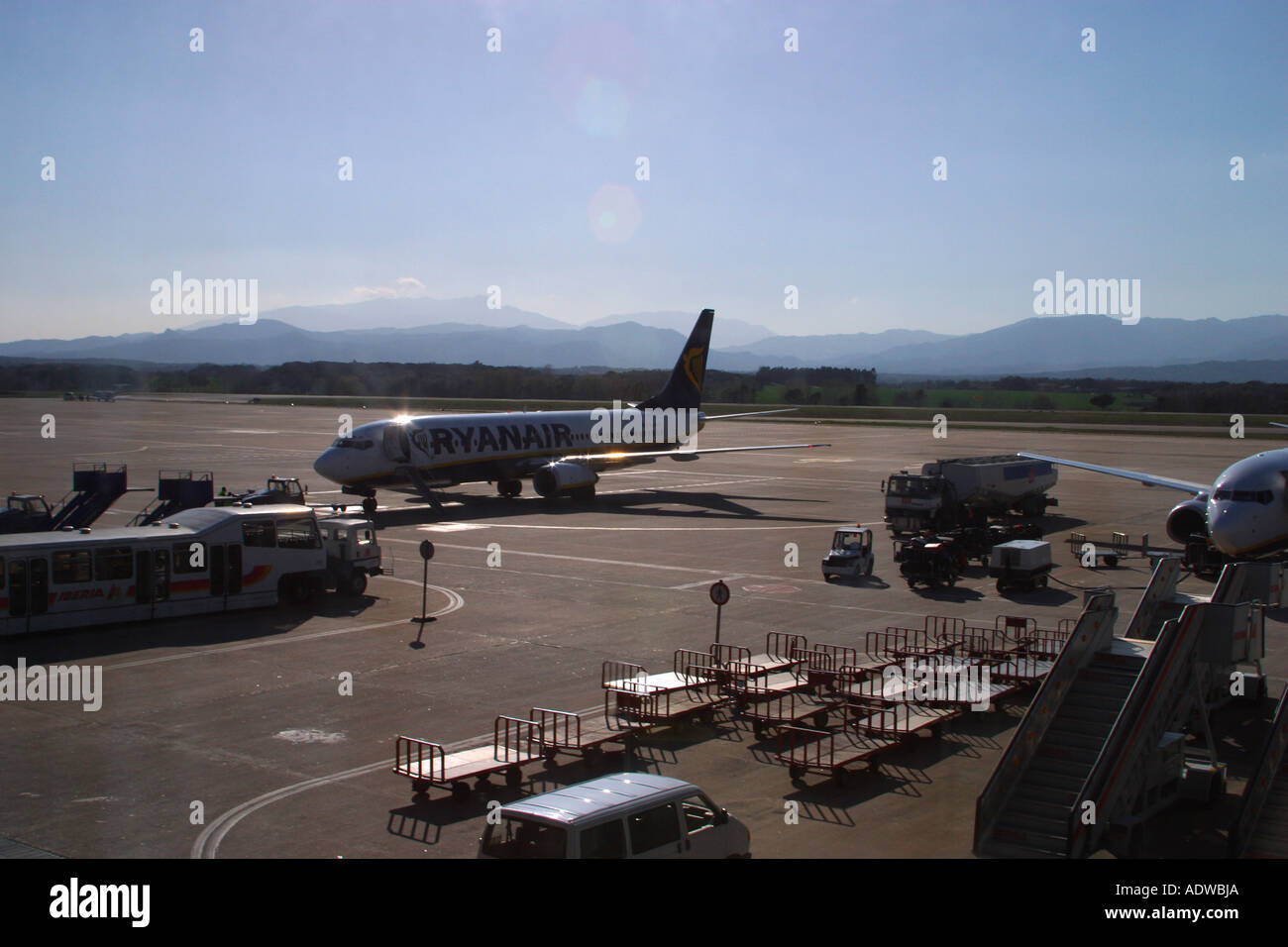 Ryanair plane on stand at Gerona Airport Stock Photo Alamy