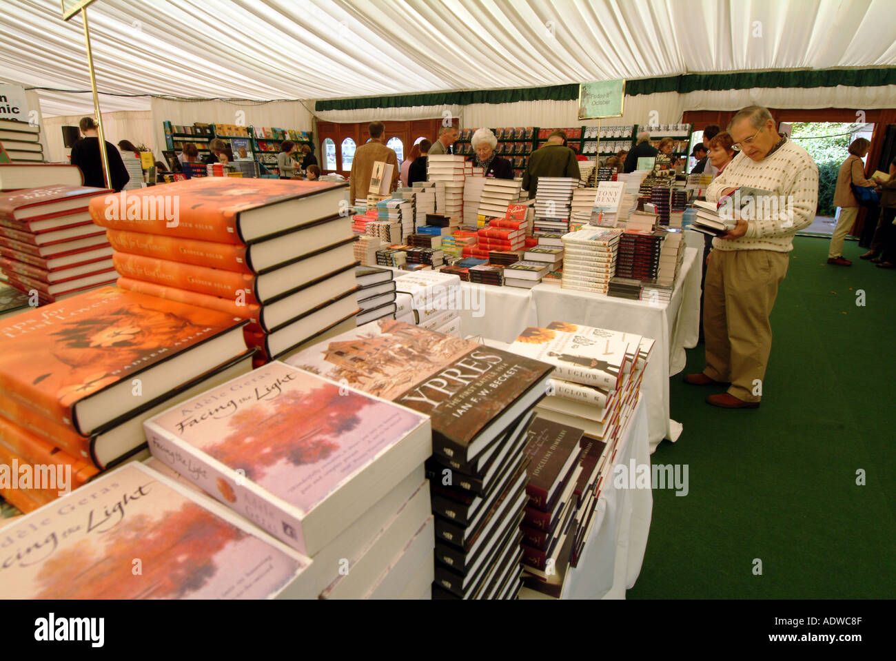 Book tent at Cheltenham Literature Festival  Stock Photo