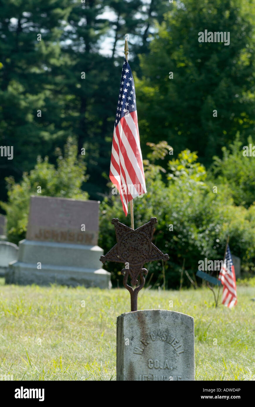 Old weathered headstones in an scenic New England graveyard Stock Photo ...