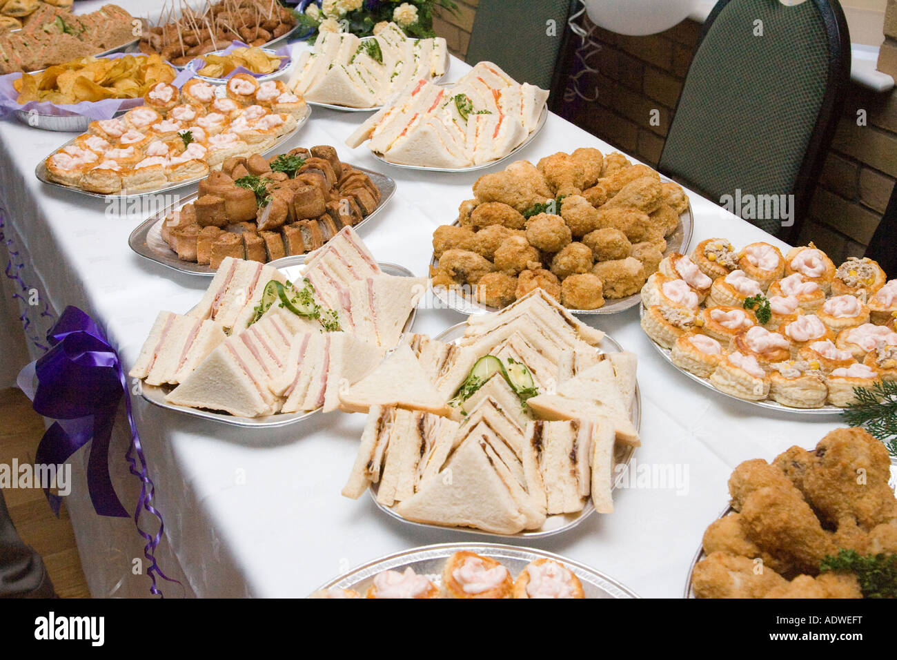 food buffet table at a wedding reception in the UK Stock ...