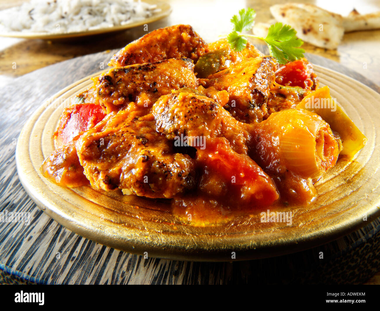 Chicken Jalfrezi curry with rice Stock Photo