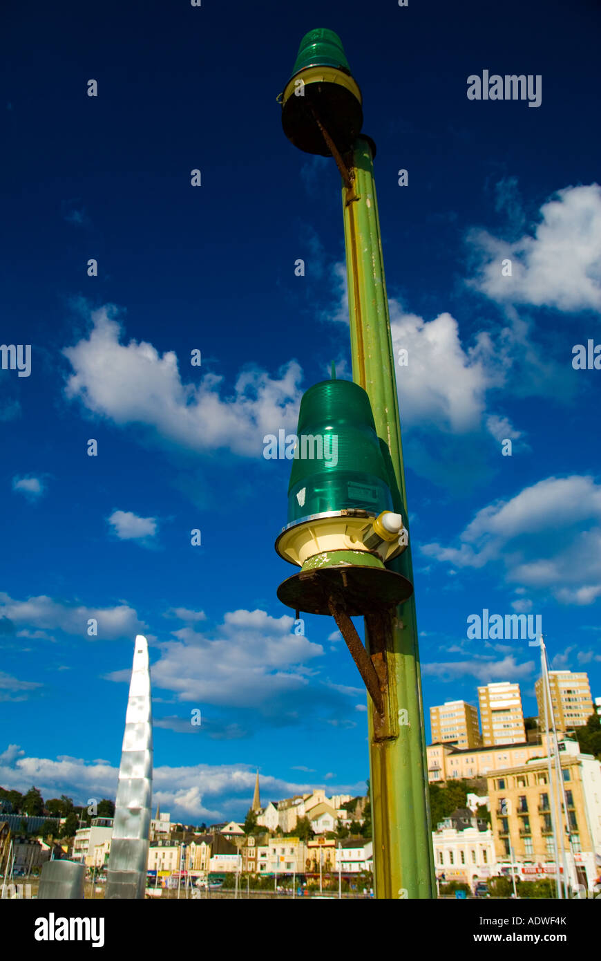 Torquay Harbour Navigation Lights Stock Photo Alamy
