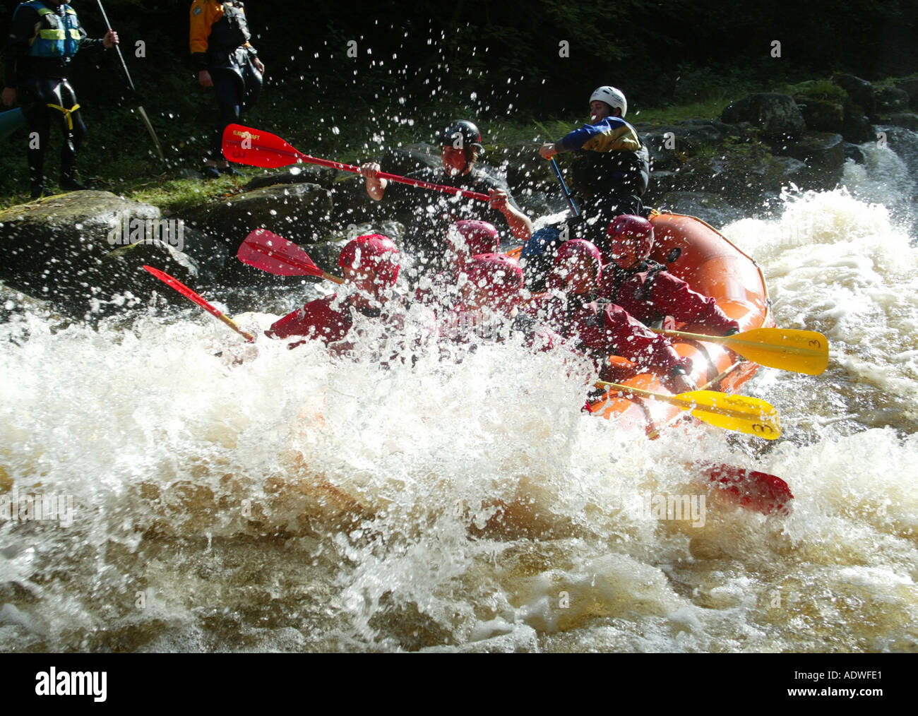 White Water rafting at National White Water Centre Afon Tryweryn Bala North West Wales AO Stock